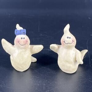 Vintage Suzi Skoglund Blossom Bucket Halloween Miniature Boy & Girl Ghosts Resin